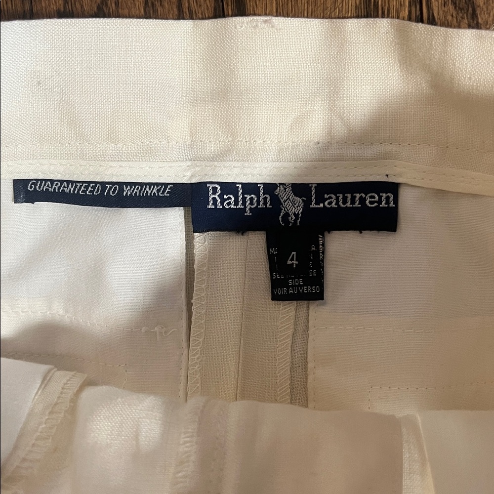 RARE VINTAGE 80s 90s RALPH LAUREN CREAM LINEN MAXI SKIRT XS S 26” - Picture 2 of 5